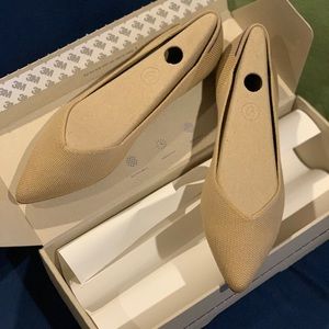 Rothy’s pointed flats merino camel